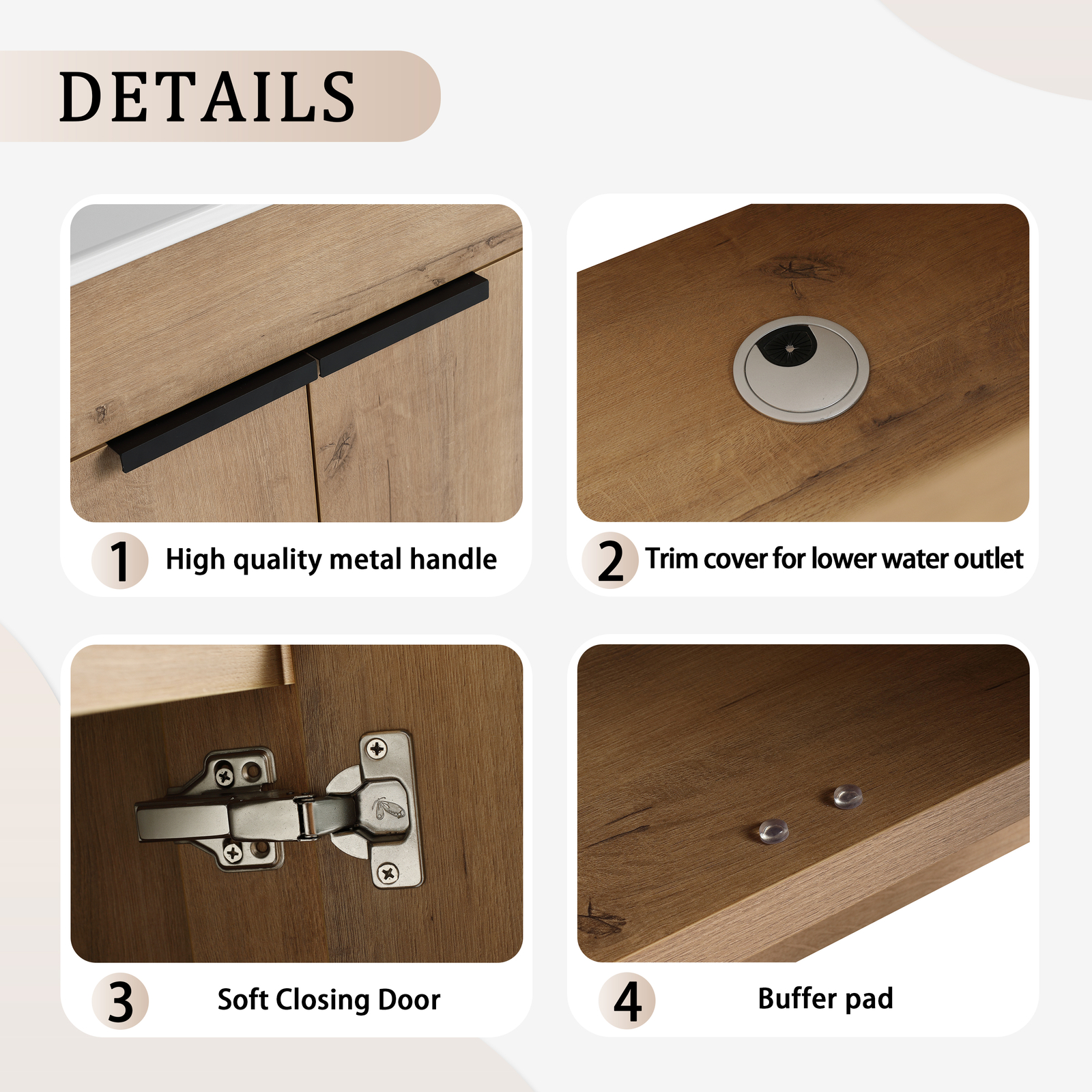 24″Wood Freestanding Bathroom Vanity Cabinet Undermount Ceramic Sink Small Space