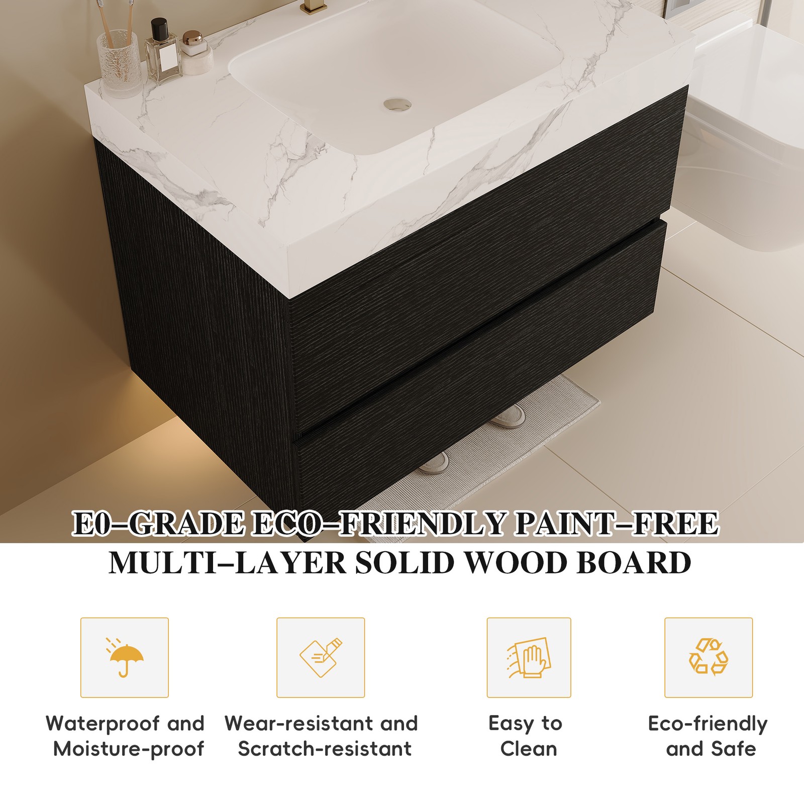 29.9″ Floating Bathroom Vanity with Sink, Wall-Mounted for Small Bathrooms