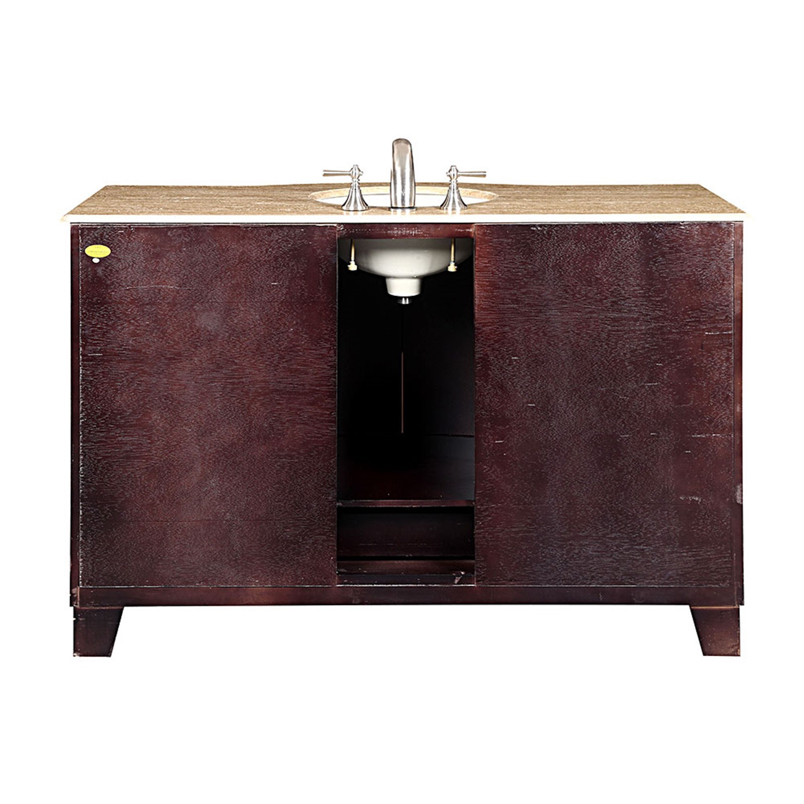 55-inch Single Sink Bathroom Vanity Travertine Stone Top Espresso Cabinet 0703TR