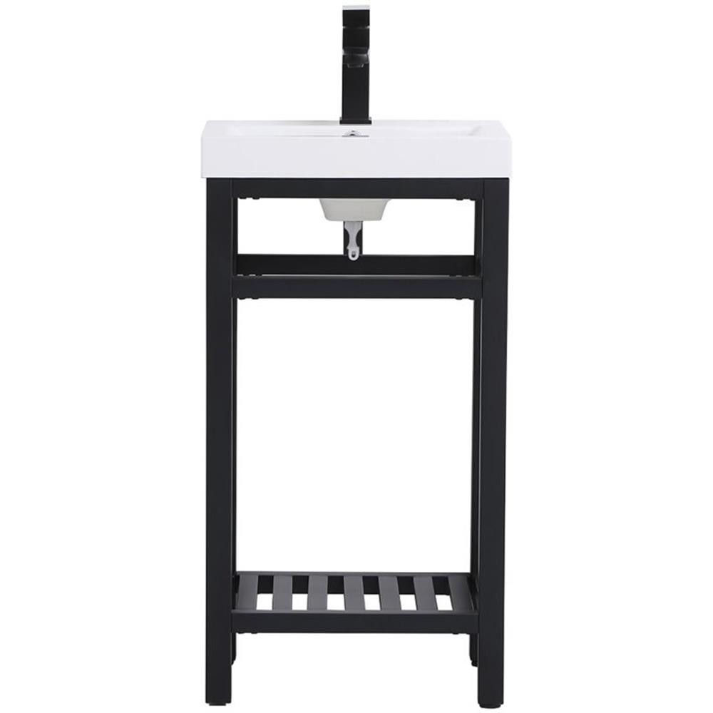 Elegant Decor Raya 18″ Single Resin Top Metal Bathroom Vanity in Black