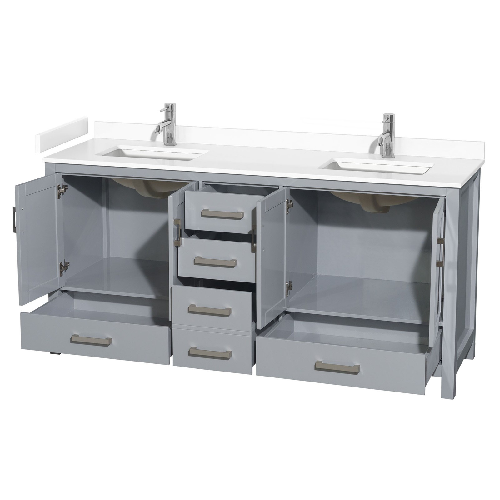 Wyndham Collection WCS141472D-VCA-MXX Sheffield 72″ – Gray / Carrara Cultured