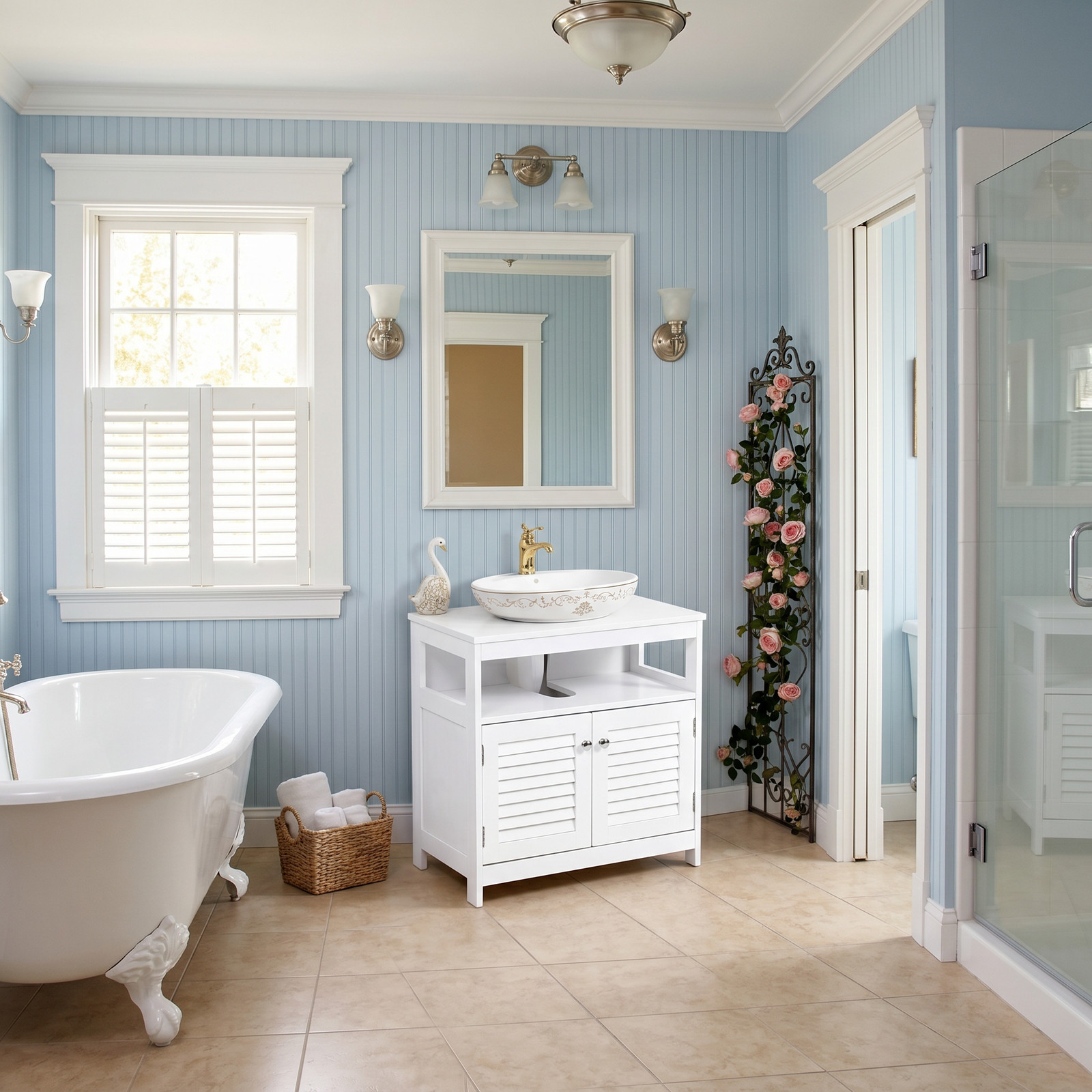 Bathroom Under Sink Vanity Cabinet With 2 Door Sink Cabinet Storage Organizer