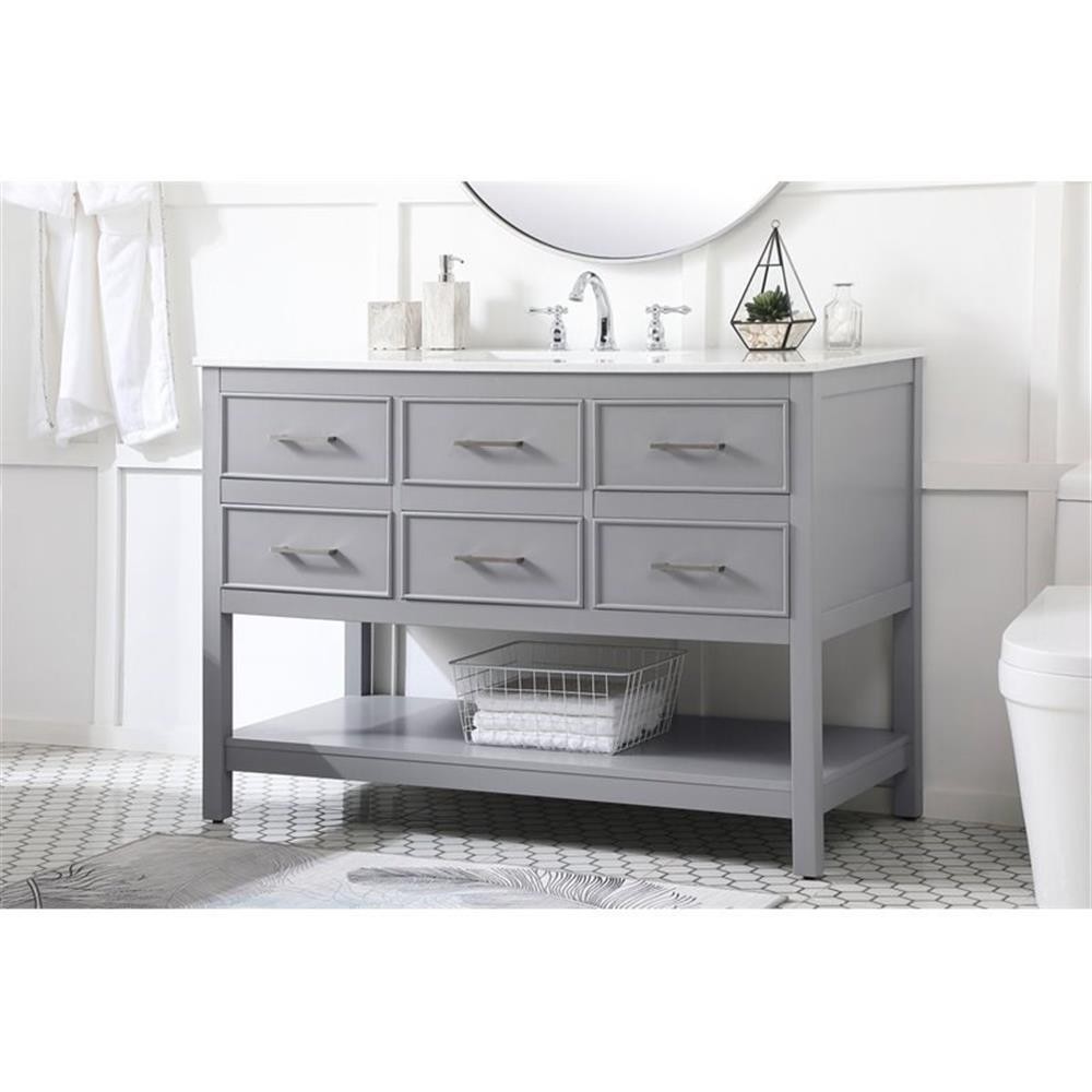 Elegant Decor Sinclaire 48″ Aluminum Alloy & MDF Single Bathroom Vanity in Gray