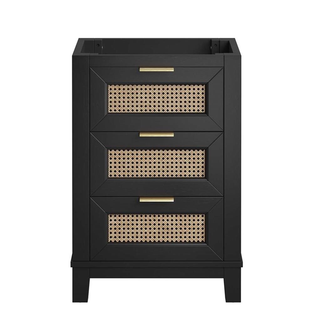 Modway Dixie 24″ Solid Wood Bathroom Vanity Cabinet with Tapered Legs in Black