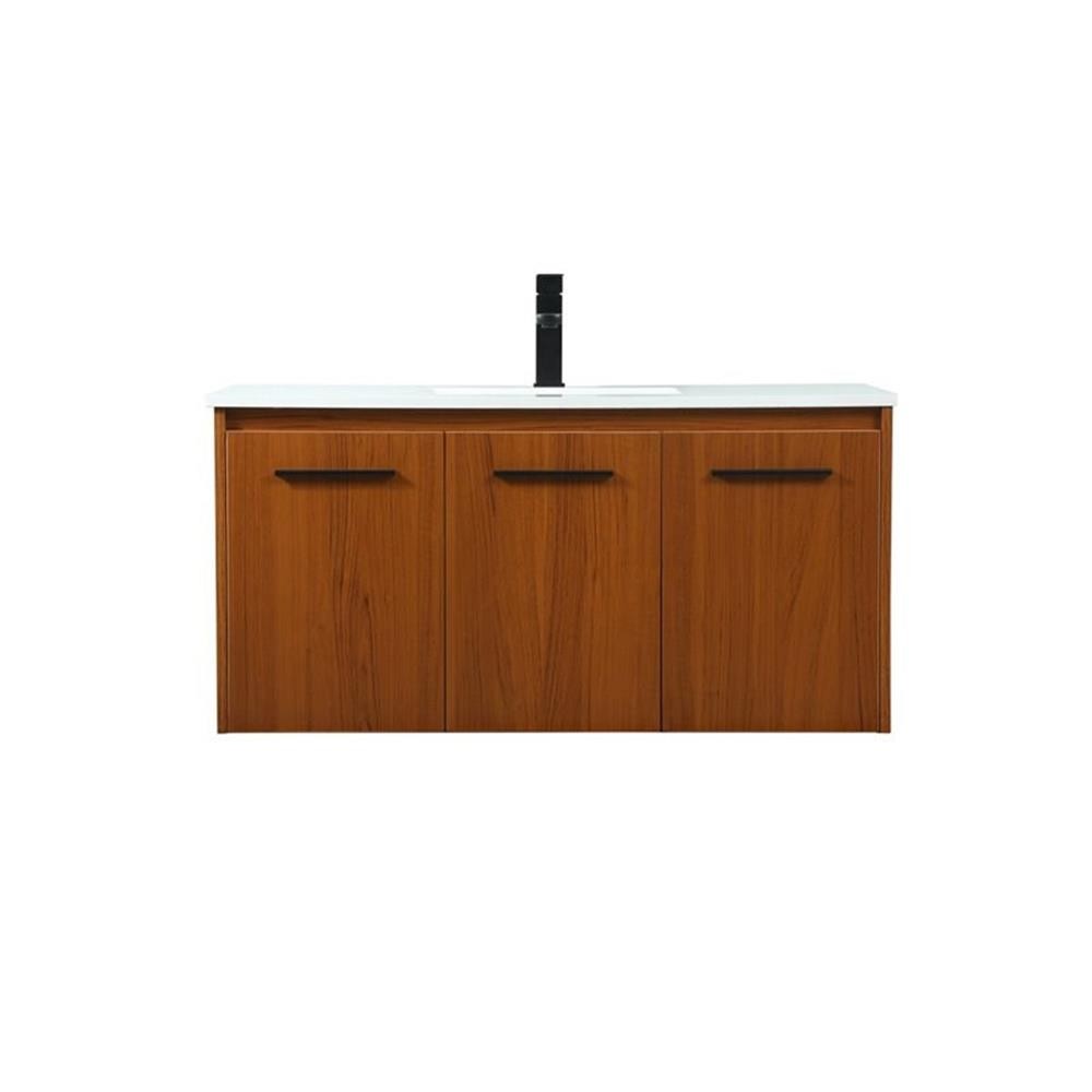 Elegant Decor Penn 40″ Aluminum Alloy MDF Single Bathroom Vanity in Teak