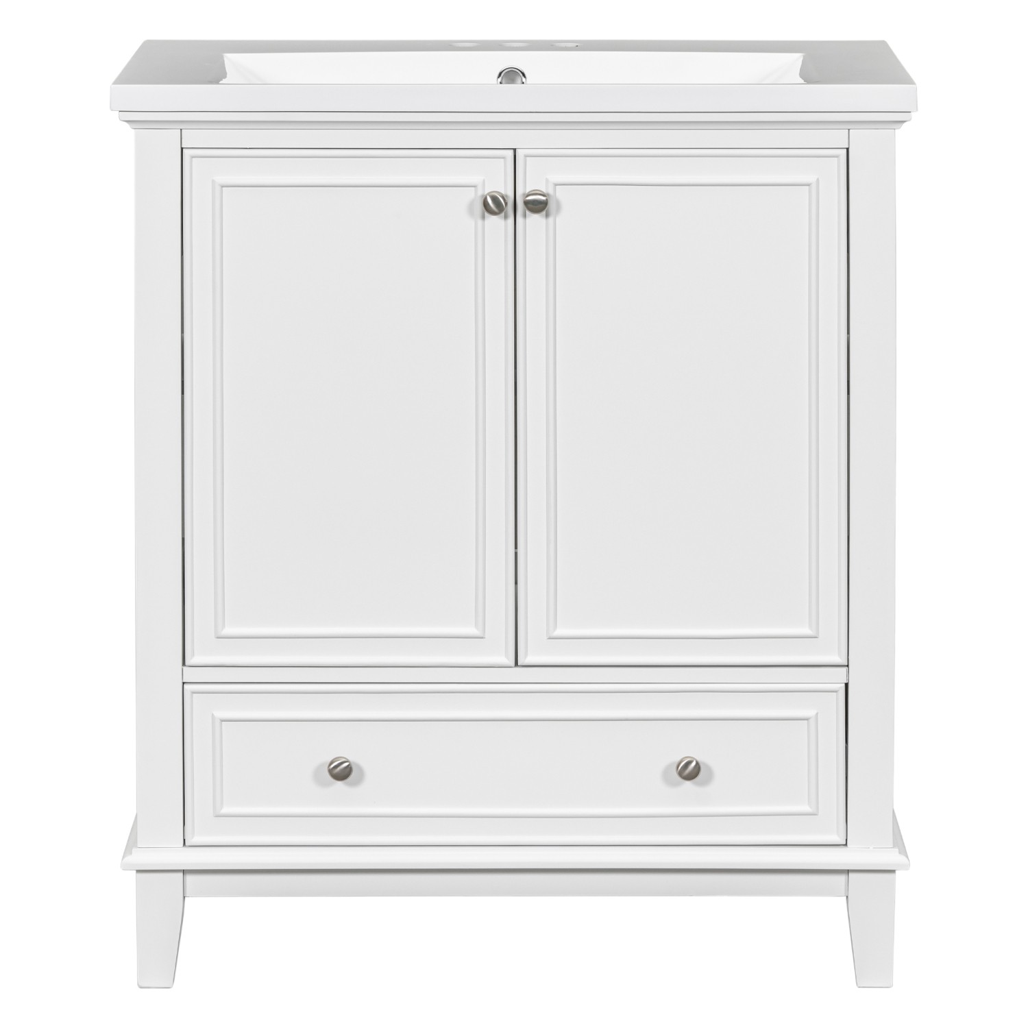 30″ Bathroom Vanity w/Sink, Drawer, 2 Doors, Freestanding Vanity Storage Cabinet