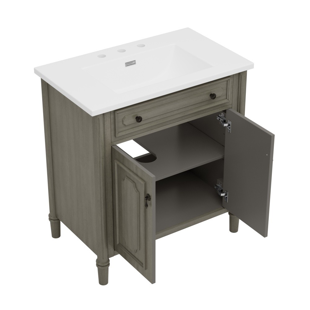 30In Bathroom Vanity with Sink Rustic Bathroom Cabinet with Soft Close Doors