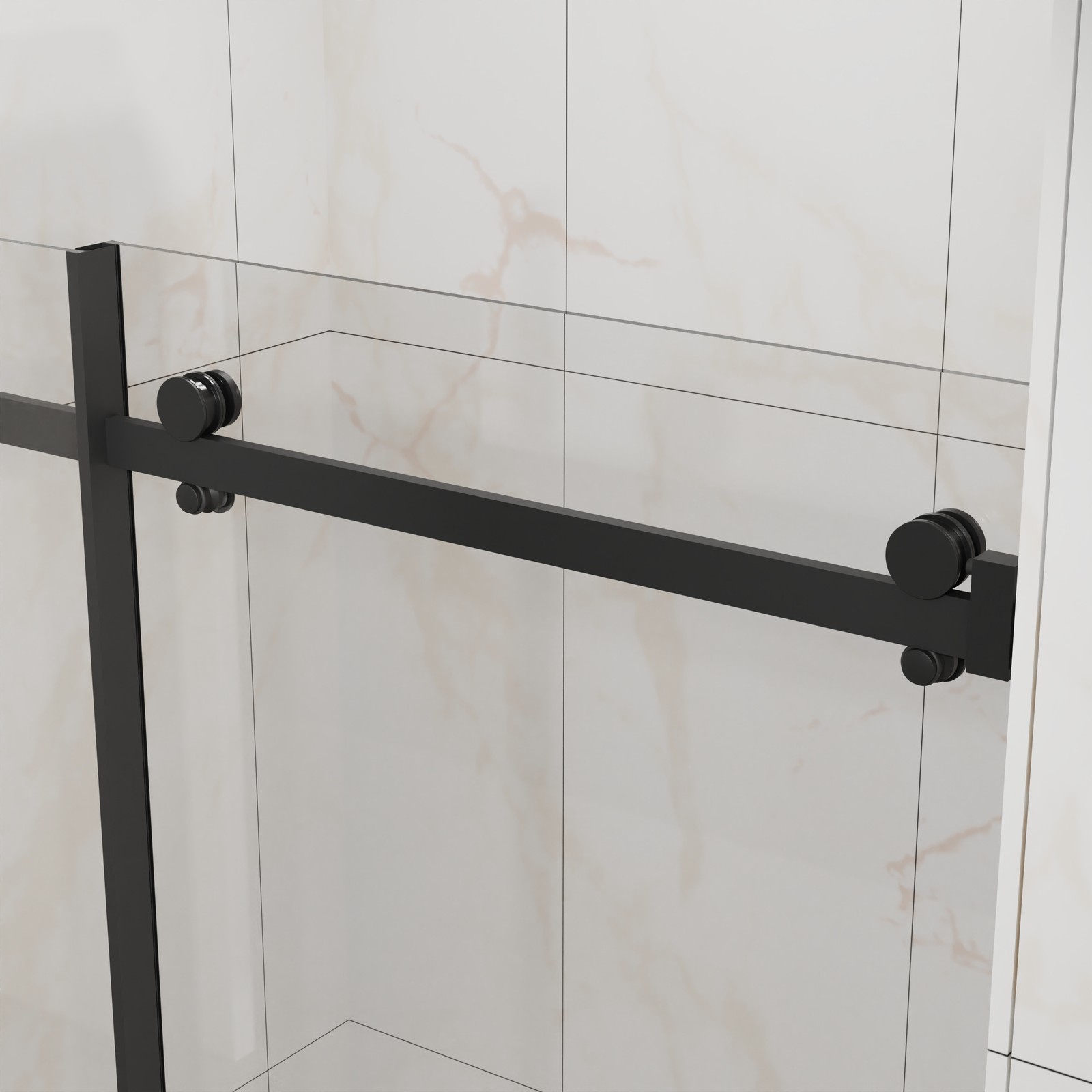 48″ W x 72″ H Sliding Shower Door, Frameless Sleek Glass Shower Door Matte Black