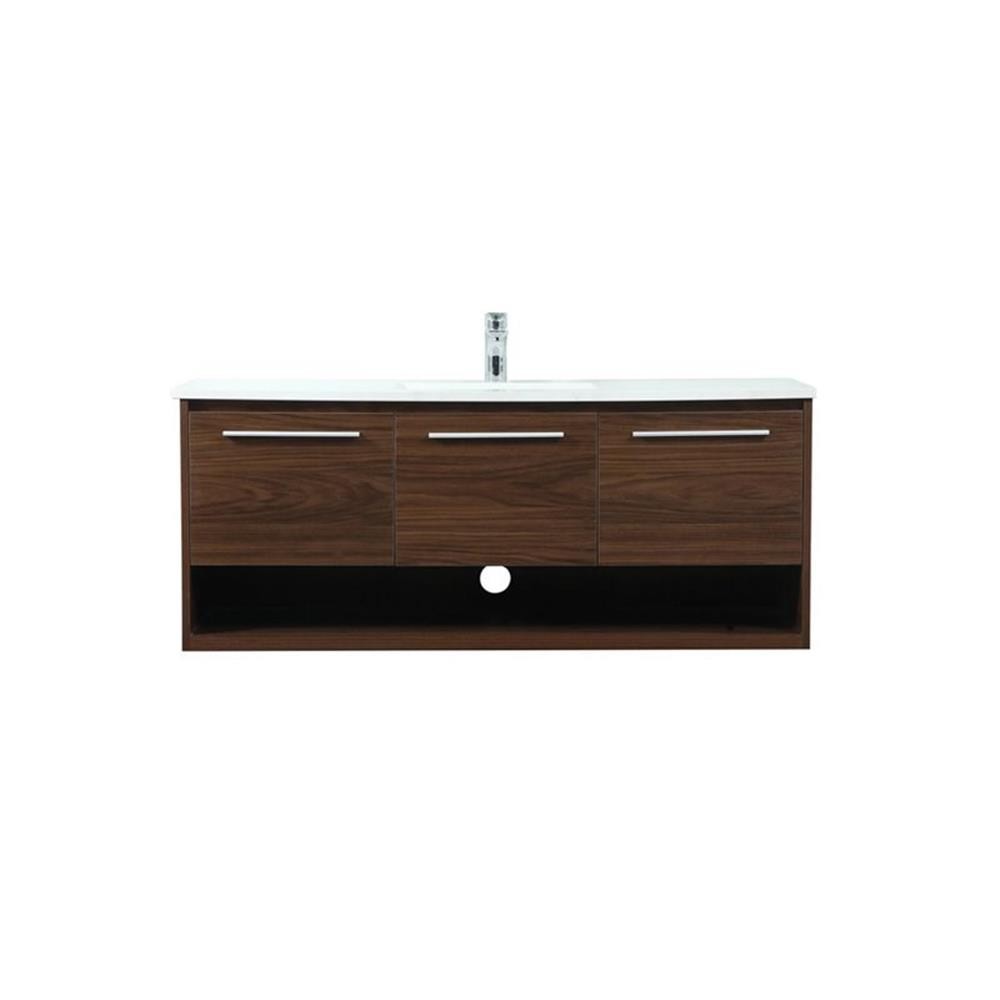 Elegant Decor Roman 48″ Aluminum Alloy MDF Single Bathroom Vanity in Walnut