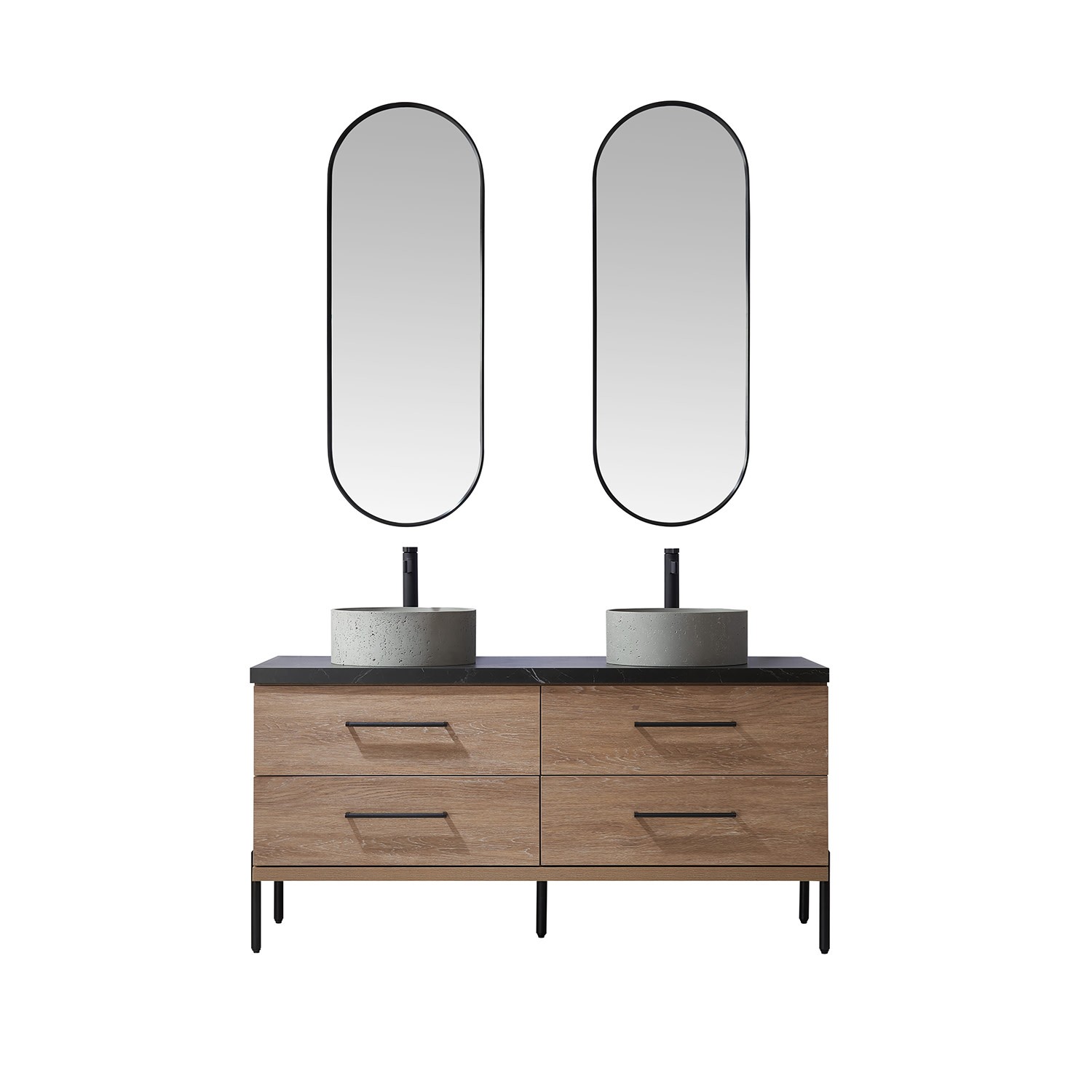 Miseno MV-705160R Trento 60″ – North American Oak / Black