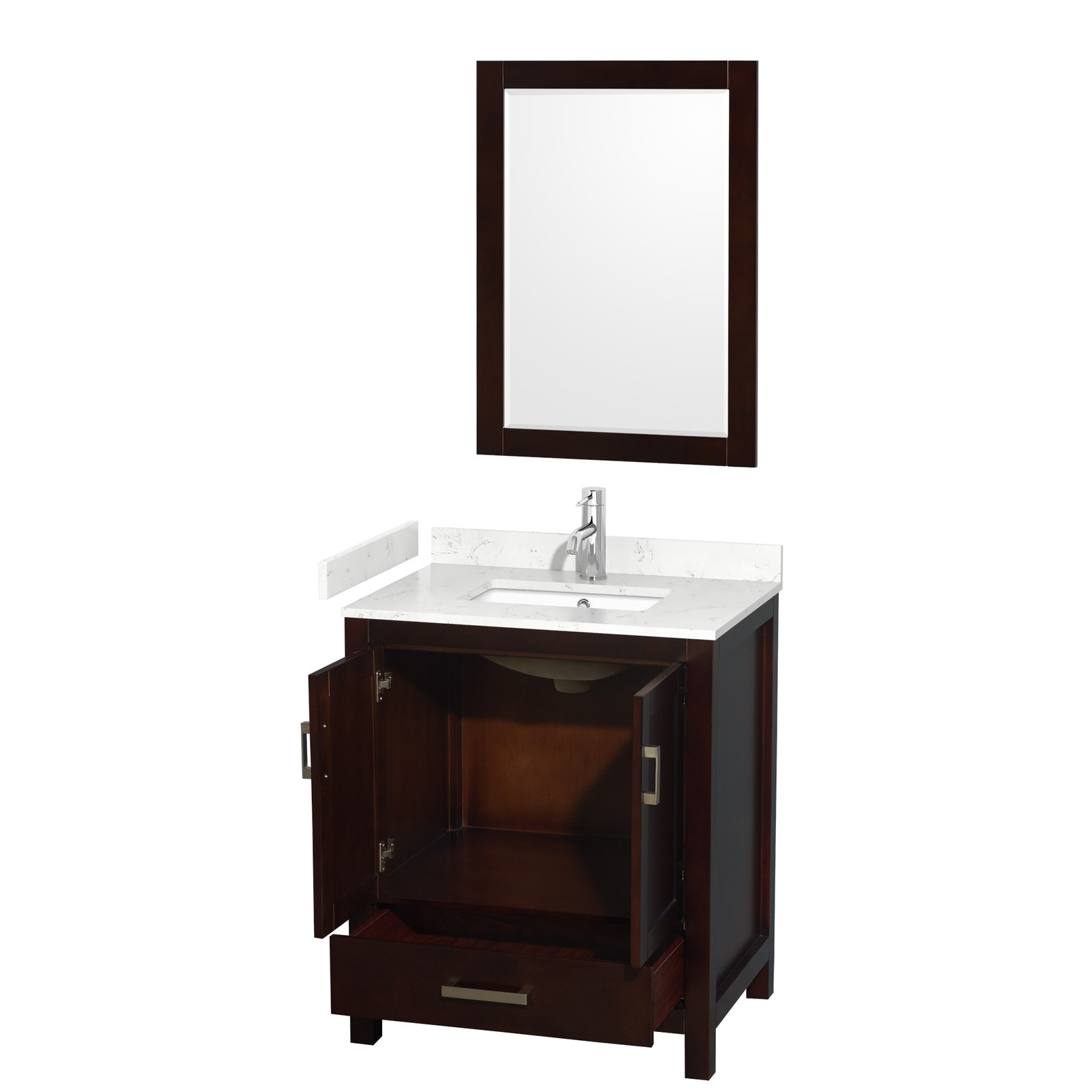 Wyndham Collection WCS141430S-VCA-M24 Sheffield 30″ – White / Carrara Cultured