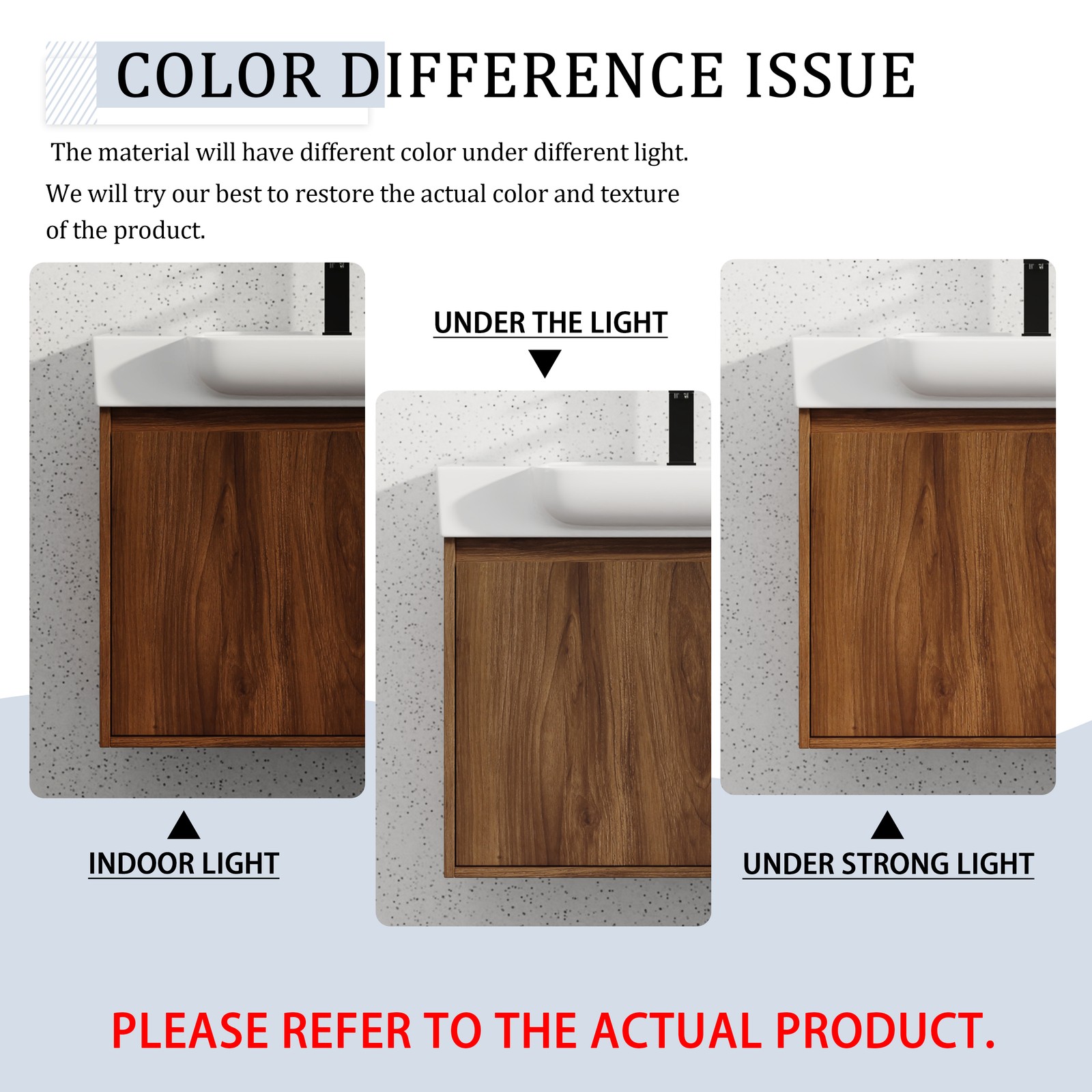28″ Plywood Wall-Mounted Bathroom Vanity W/ Ceramic Sink Brown For Small Space