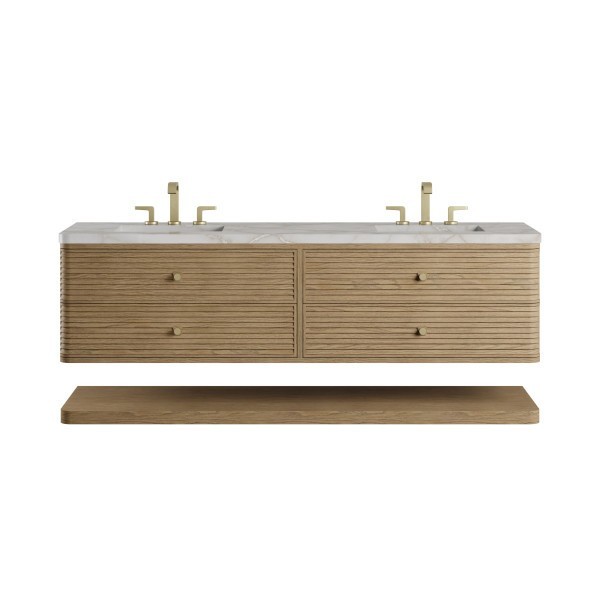 72″ James Martin Allamari D640-V72-DMS-WVSL Double Vanity Cabinet Silver Top
