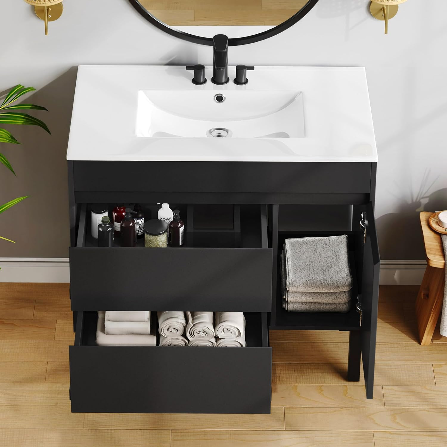 YITAHOME 36 Inch Bathroom Vanity with Sink, Bathroom Cabinet Vanity for Media Sp