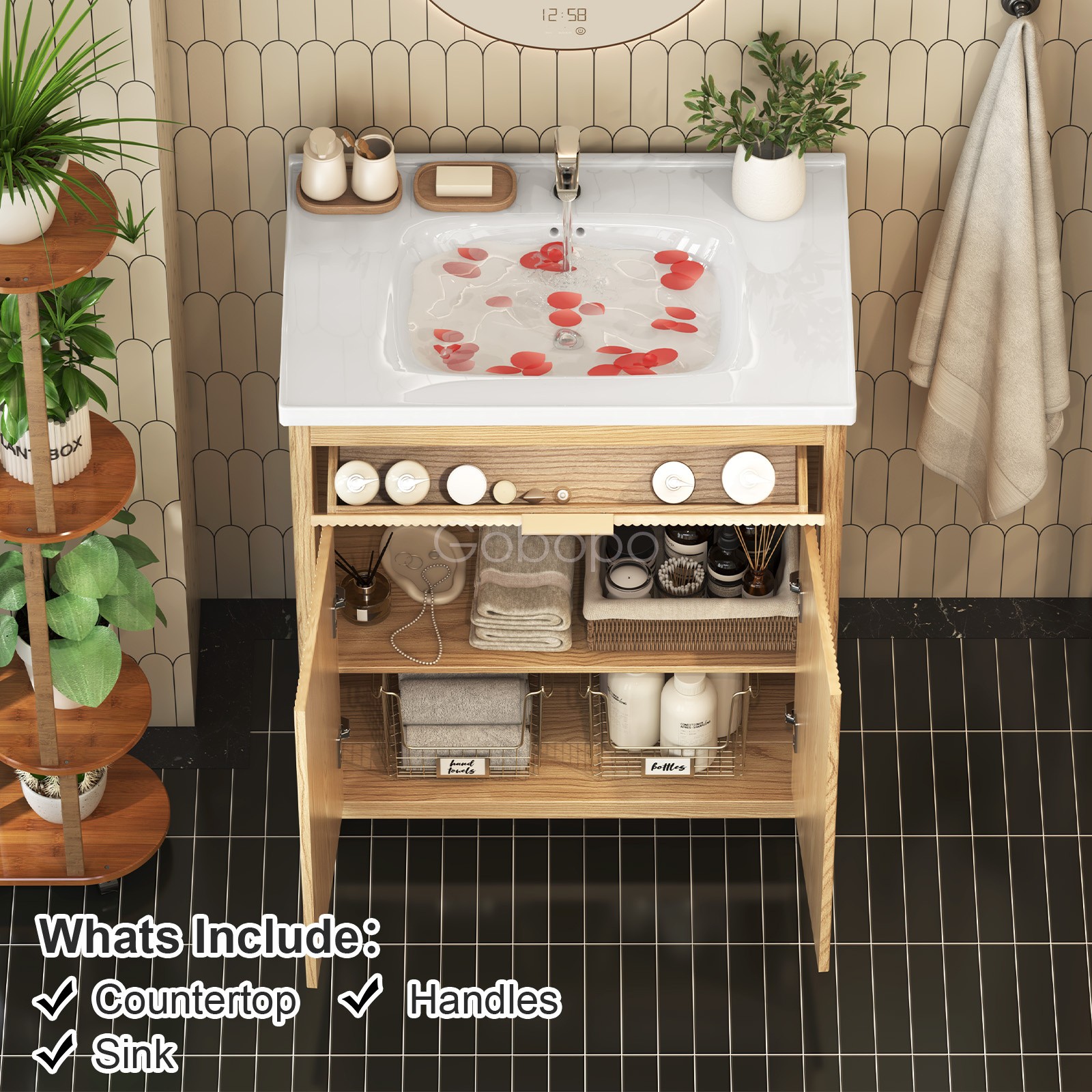 31″ Bathroom Vanity Cabinet Sink & Drawer Storage Cabinet Freestanding