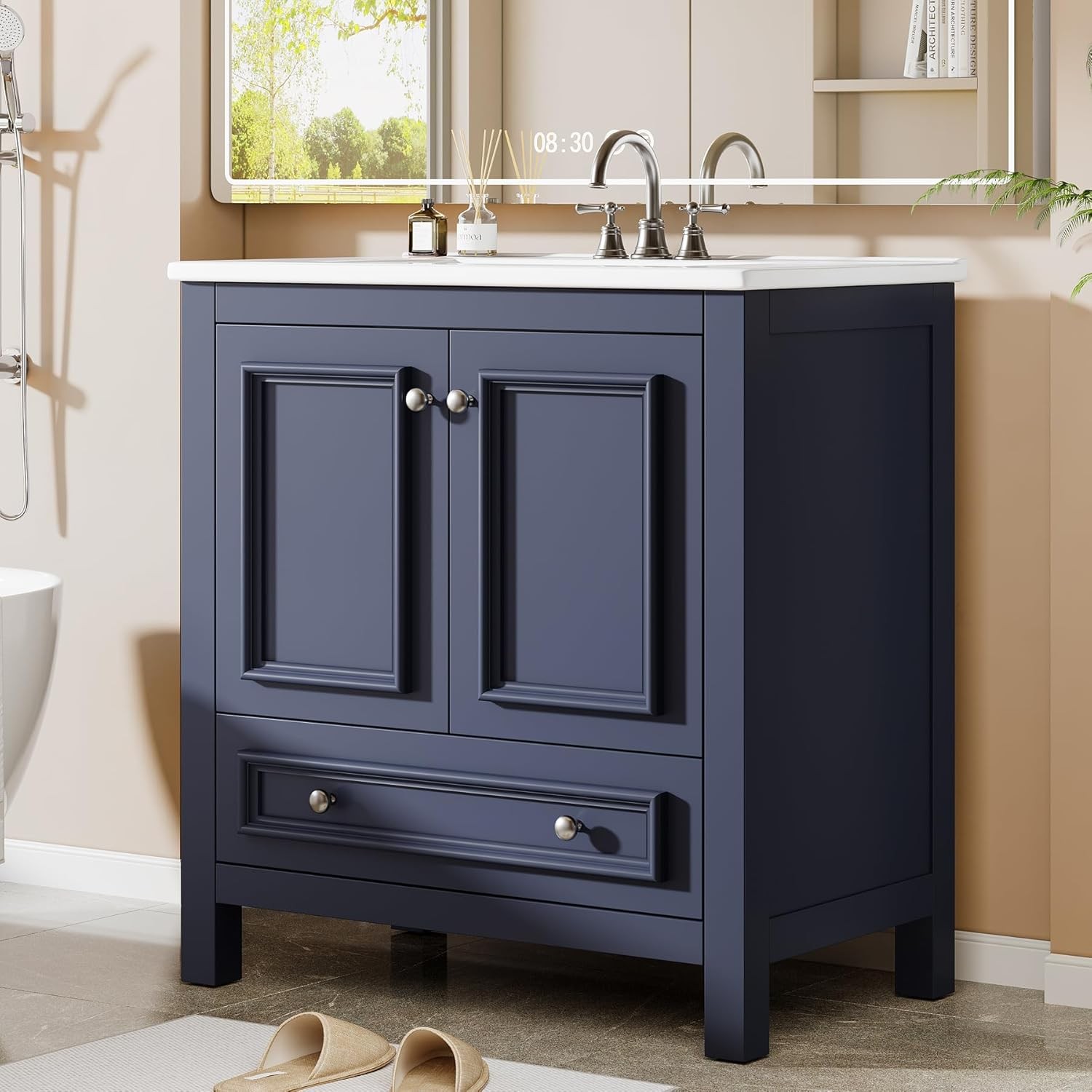 30″ Modern Bathroom Vanity Bathroom Sink Cabinet with Sink + 2 Doors & 1 Drawer