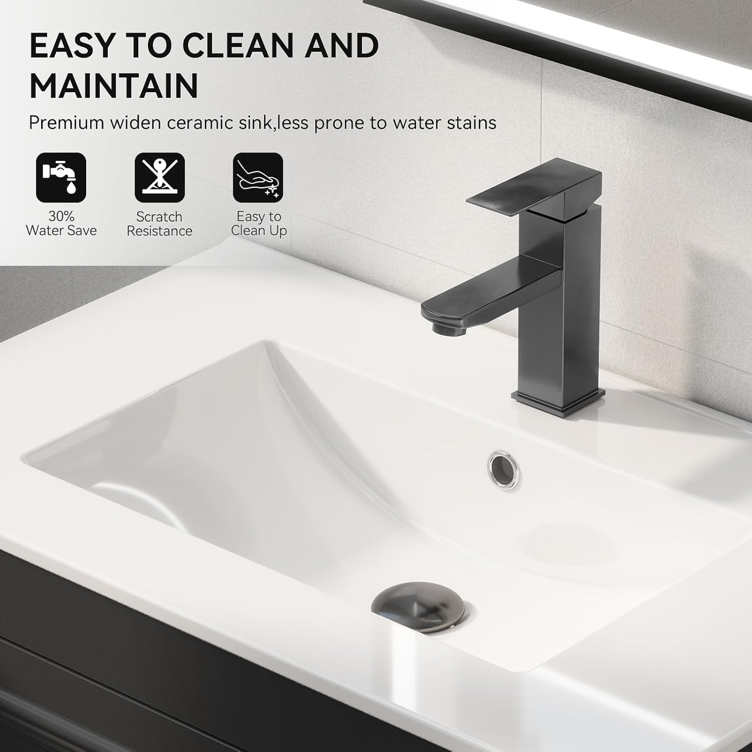 YOURLITE 30″ Floating Bathroom Vanity with Sink Combo, Painted Surface Wall Moun