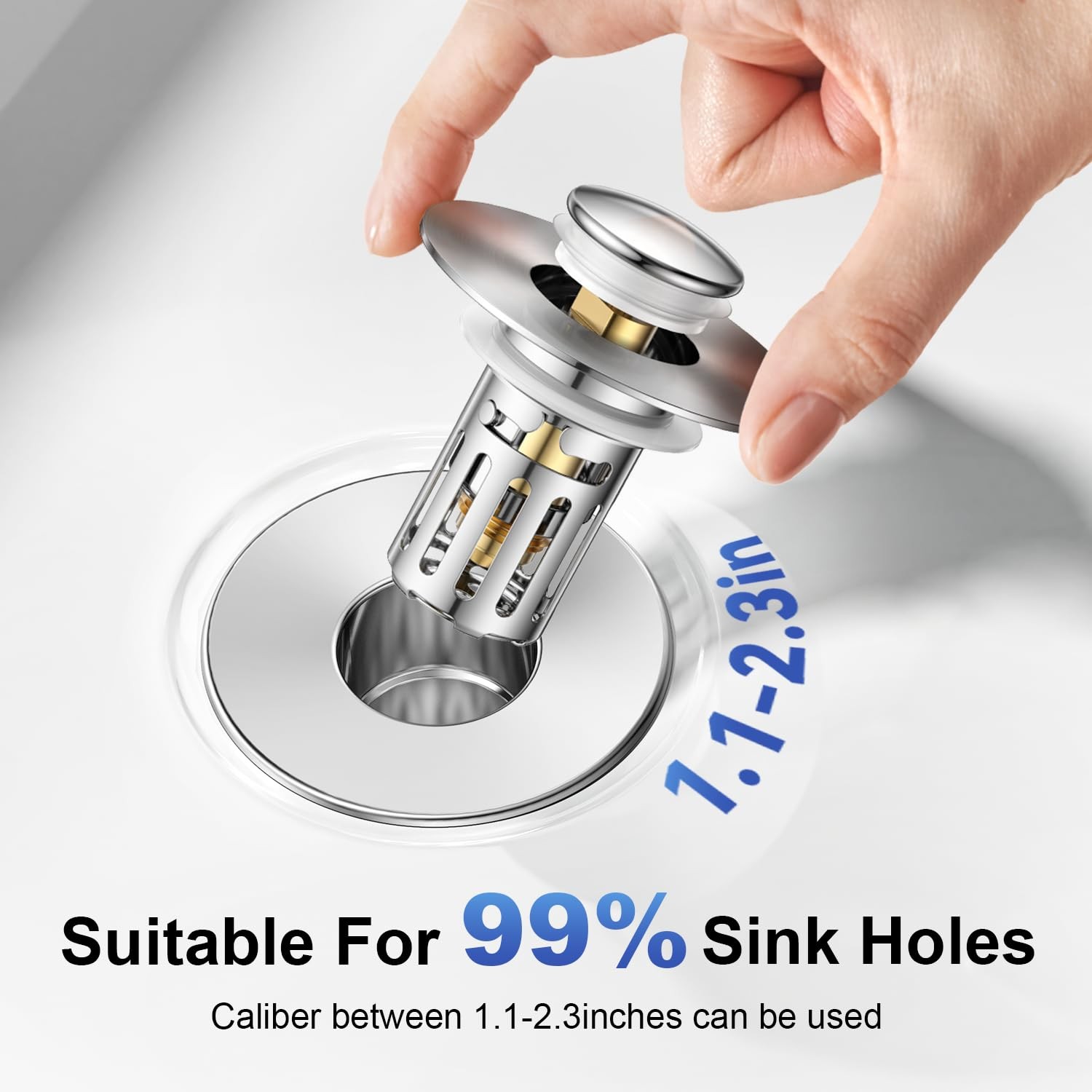 Bathroom Sink Stopper 2 in 1 Pop Up Anti Clog Filter Basket Drain Hair Catch