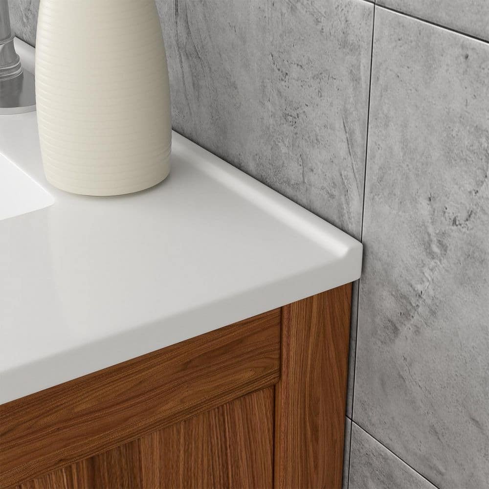 LORDEAR 30″ W x 18.5″ D White Ceramic Bathroom Vanity Top Sink Single Hole
