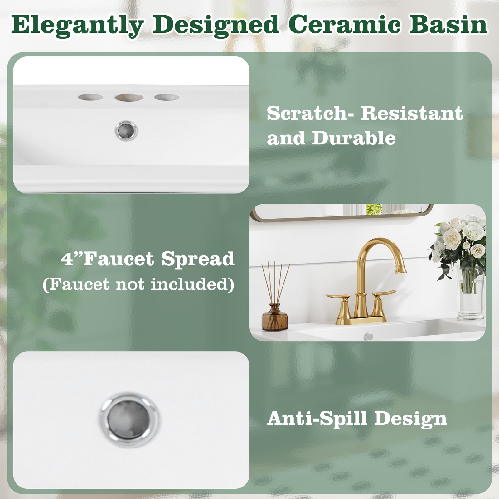 24″ Modern Bathroom Vanity with A Tip-Out Drawer & Soft-Close Hinges White