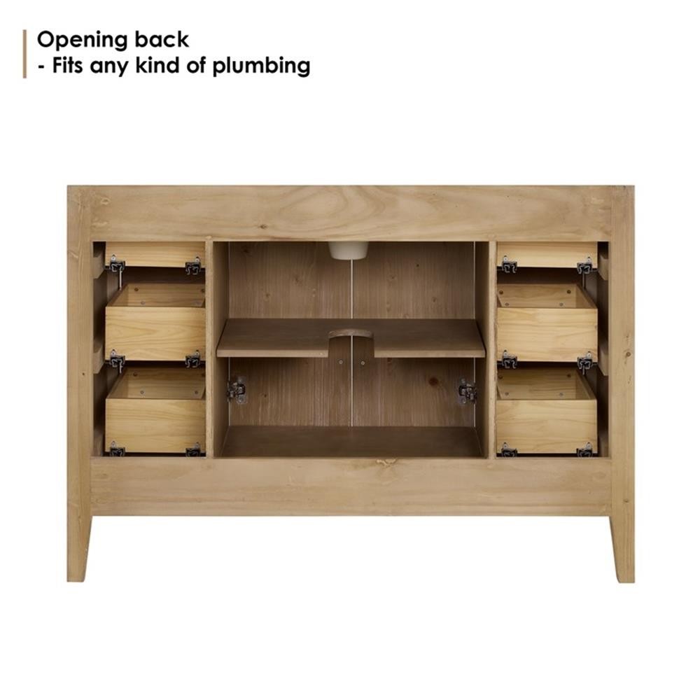 Pemberly Row 48″ Wood Vanity Base – Weathered Fir without Top and Sink no Mirror