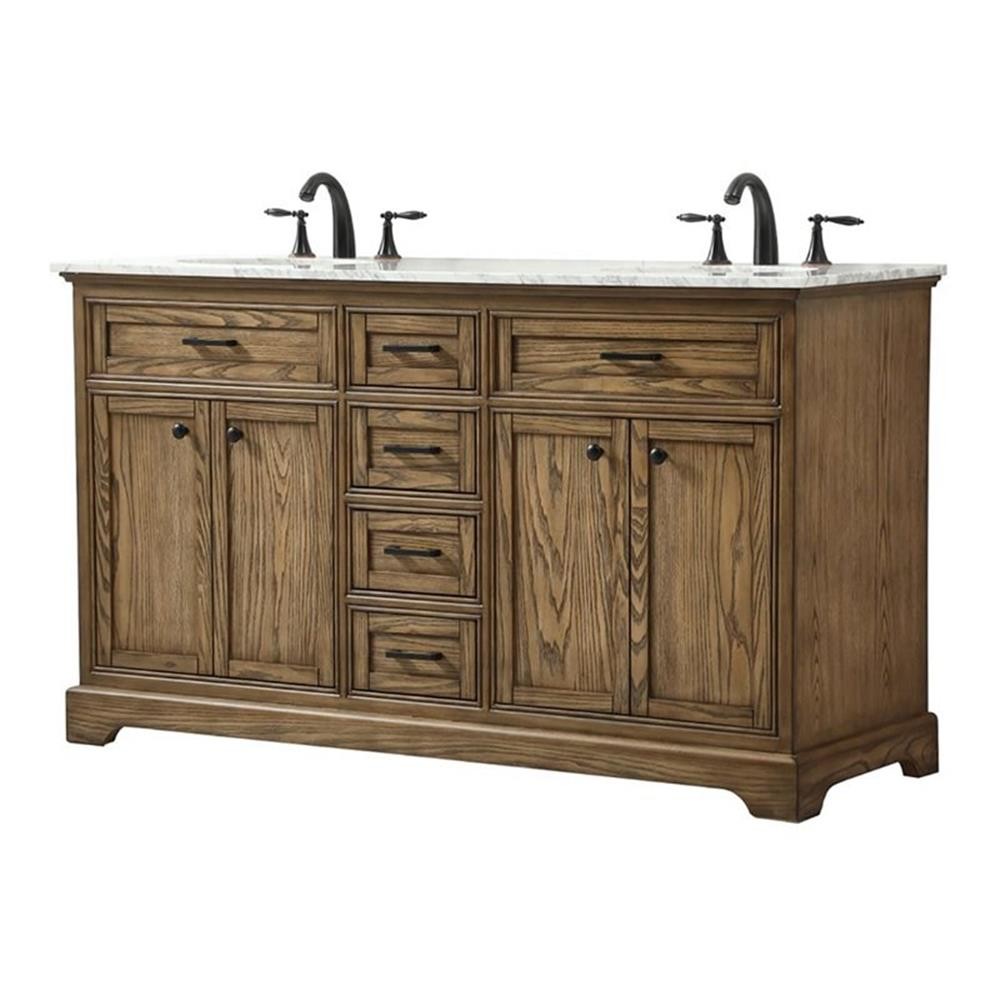 Elegant Decor Americana 60″ Aluminum Alloy Double Bathroom Vanity in Driftwood