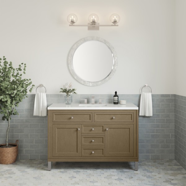 48″ James Martin Chicago 503-V48-WLW-3WZ Vanity Cabinet White Zeus Silestone Top