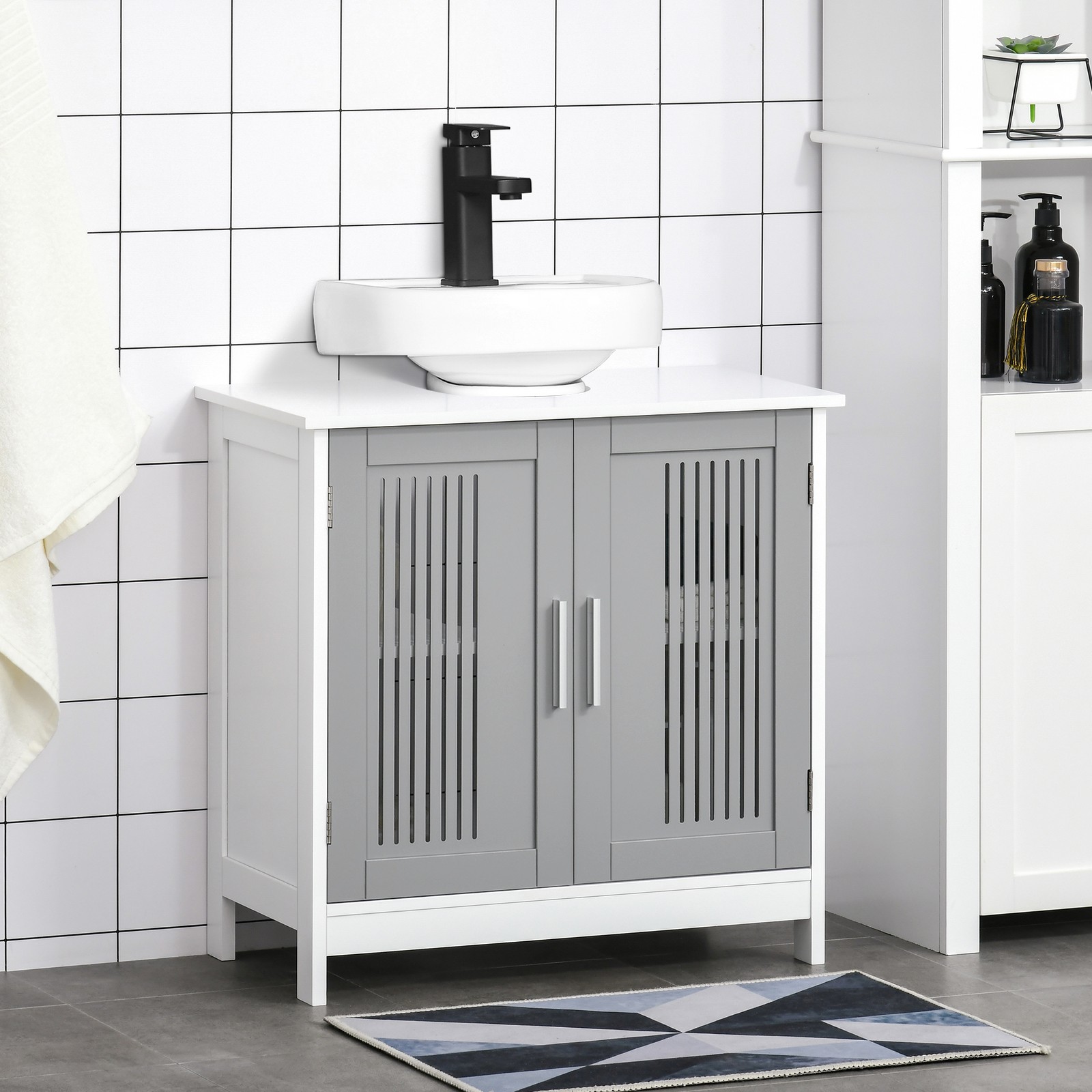 Bathroom Under Sink Cabinet Vanity Unit w/ Adjustable Storage Shelves