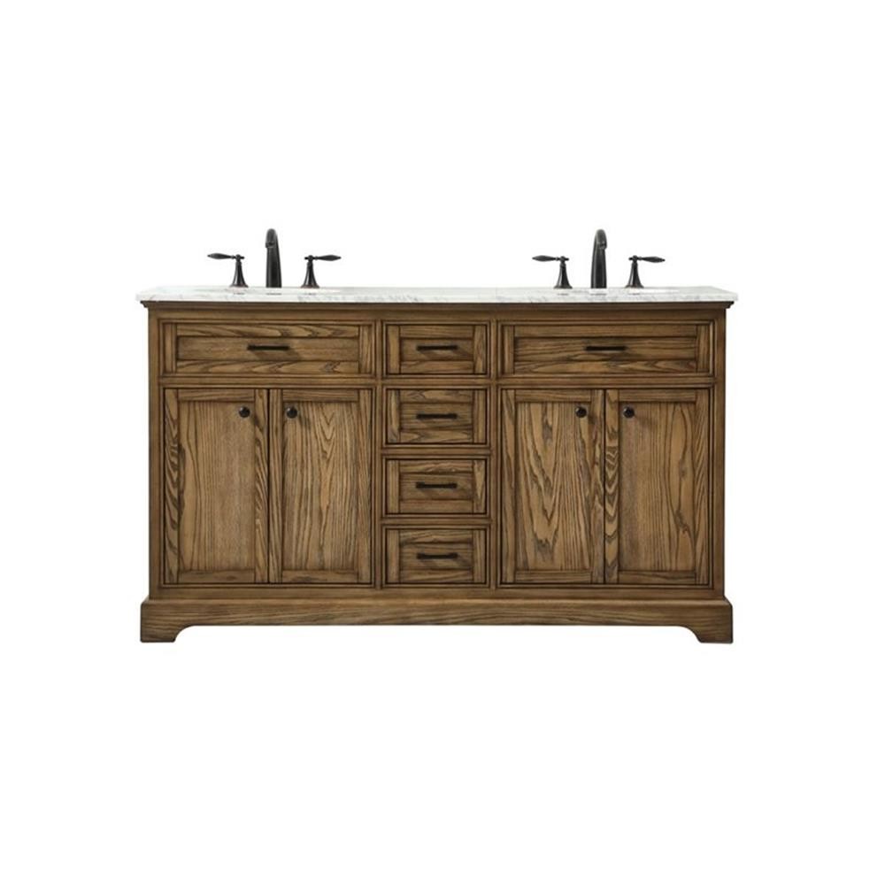Elegant Decor Americana 60″ Aluminum Alloy Double Bathroom Vanity in Driftwood