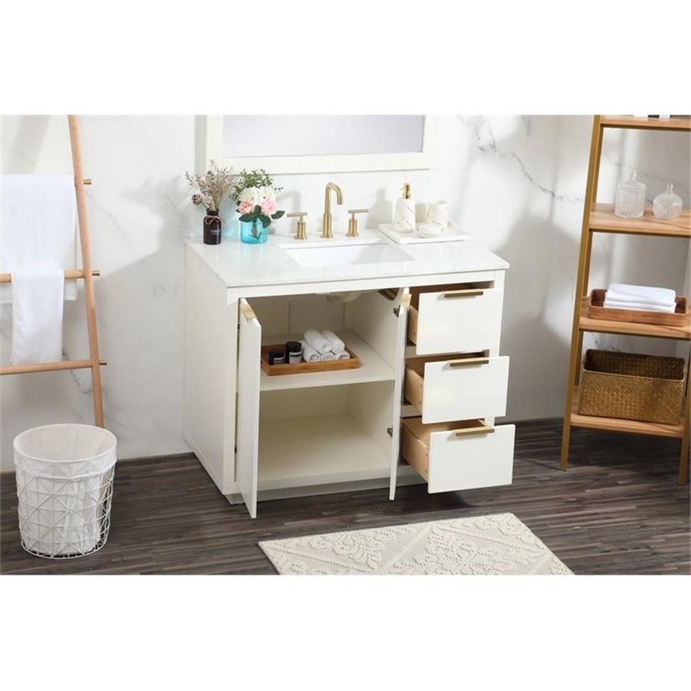 Elegant Decor Blake 42″ Aluminum Alloy MDF Single Bathroom Vanity in White