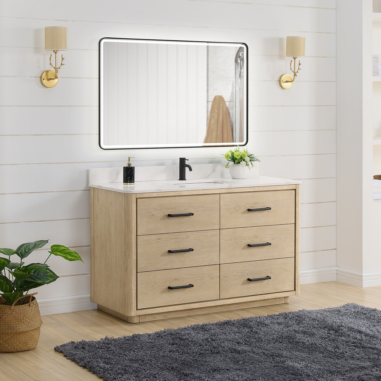 Miseno MV-706555 Porto 54″ – Aged Natural Oak / Fish Maw White