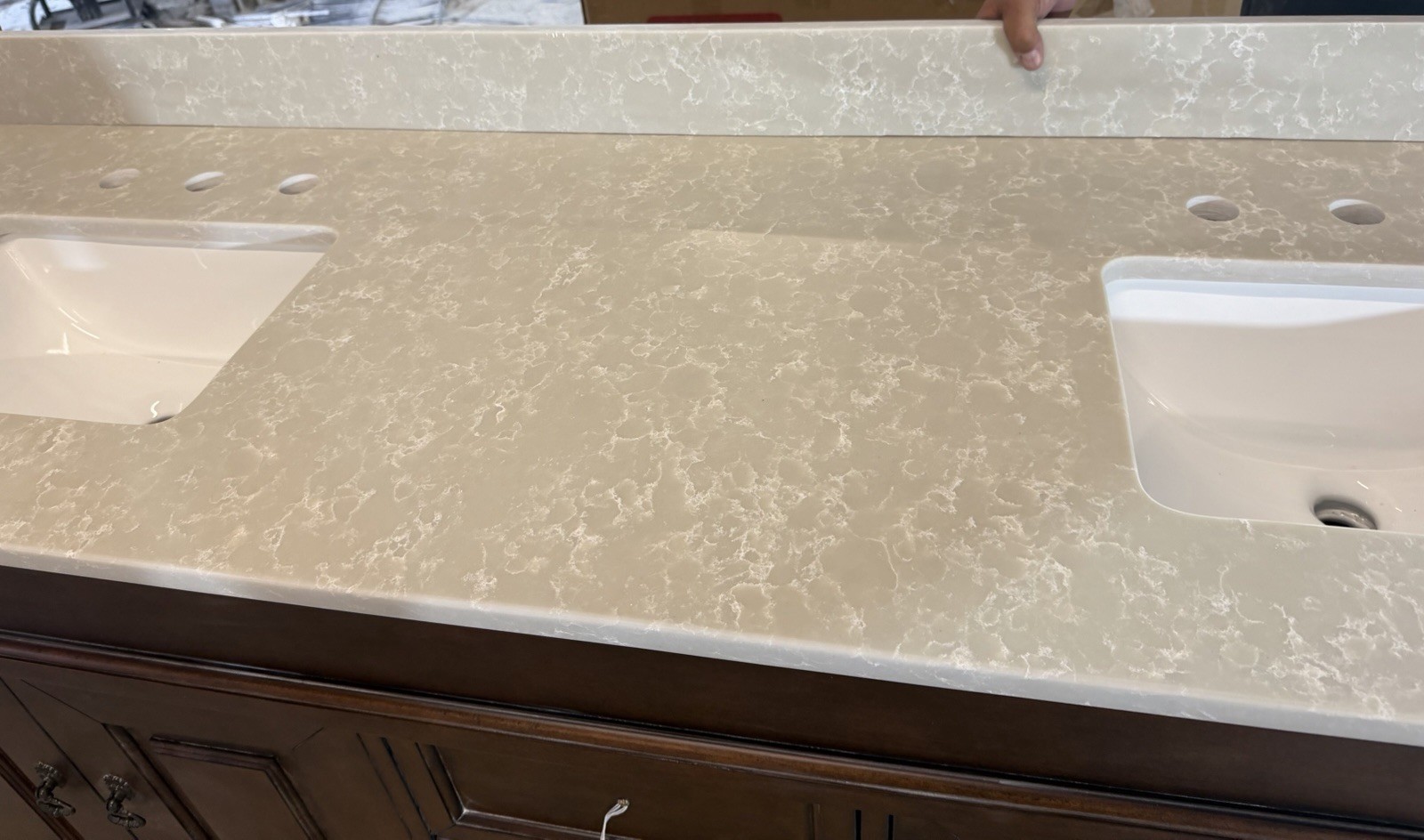 James Martin Vanities Brookfield 72″ Double Sink Vanity Wood Quartz Top Brown