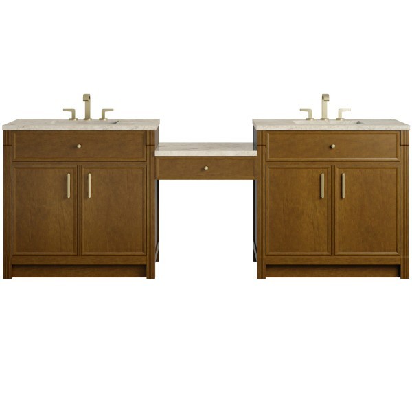 96″ James Martin Bellshire 660-VMC96-HNO-3TJR Dual Vanity Cabinet Tajnar Top