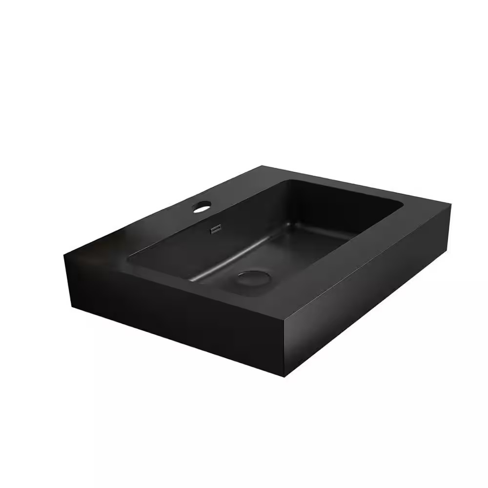 24 In. Drop-In Bathroom Sink in Matte Black Quartz Vanity Top