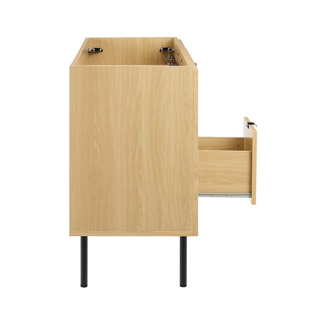 Pemberly Row 48″ Metal & Wood Bathroom Vanity Cabinet in Oak