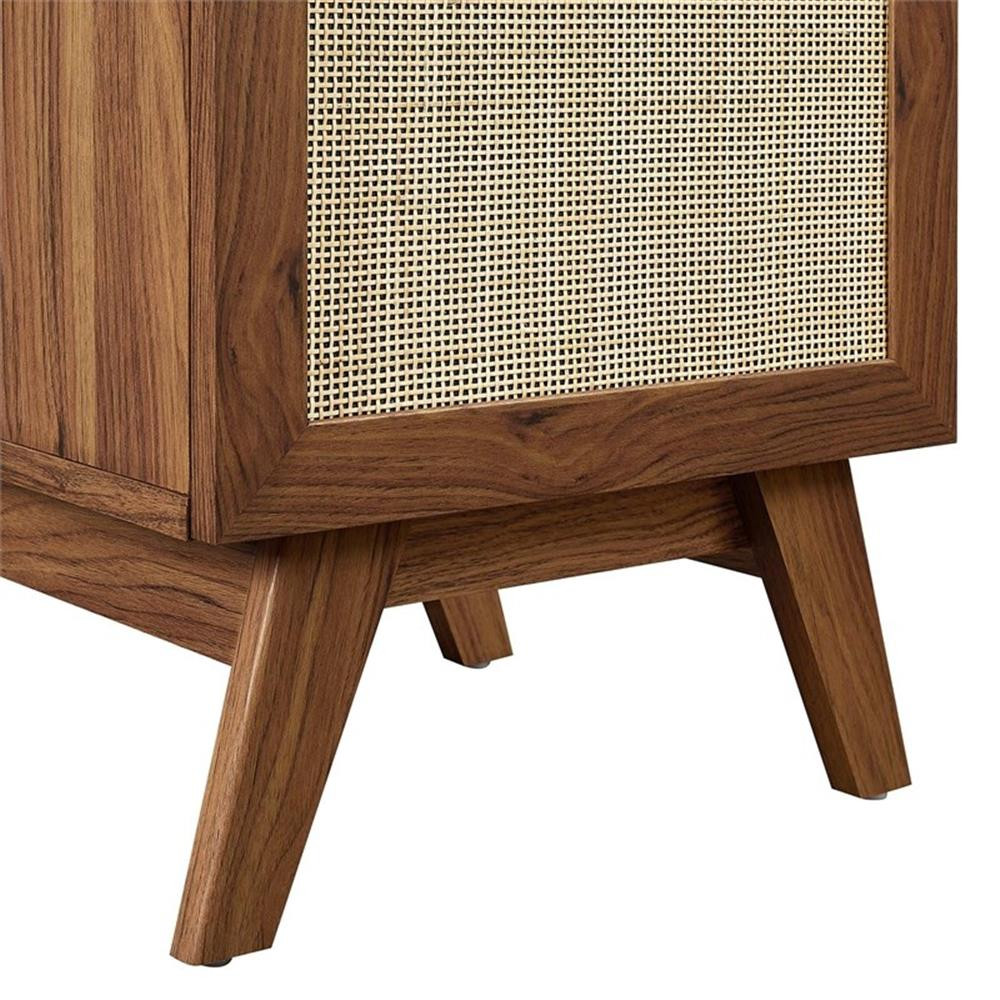 Modway Soma 18″ Modern Wood Bathroom Vanity with Rattan Door in Walnut/Black