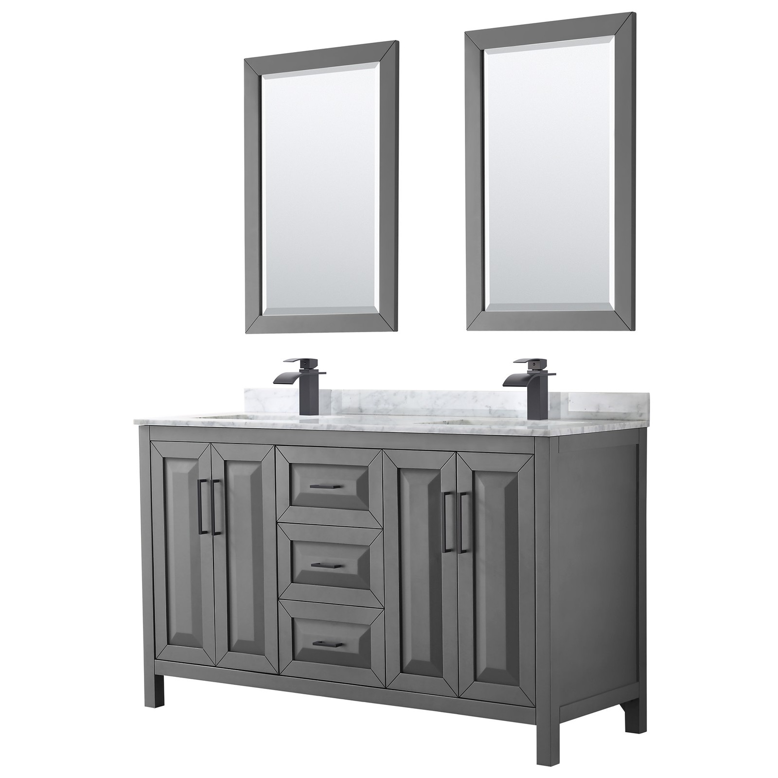 Wyndham Collection WCV252560DUNSM24 Daria 60″ – Dark Gray / White Carrara Marble