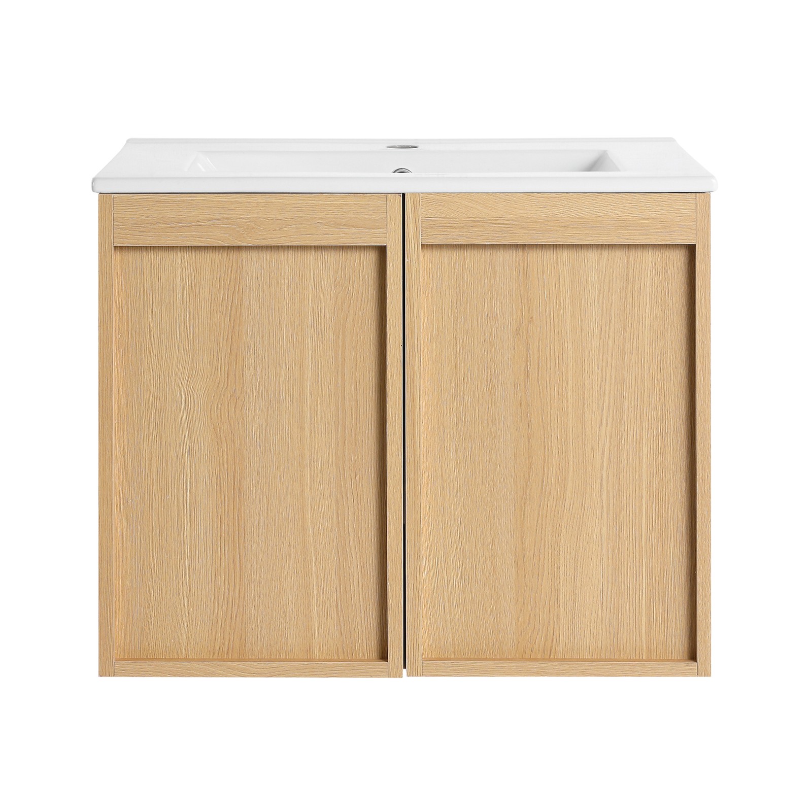 24″ Floating Bathroom Vanity with Sink, Light Oak Wall-Mounted Cabinet