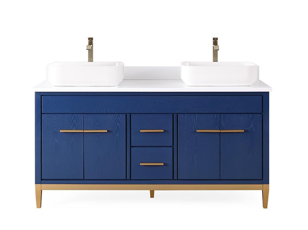 60″ Tennant Brand Navy Blue Beatrice Vessel Sink Bathroom Vanity 9960-VB60-QT