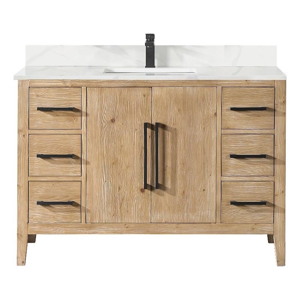 Altair Design Laurel 48″ Wood Vanity without Mirror in Weathered Fir Brown/White