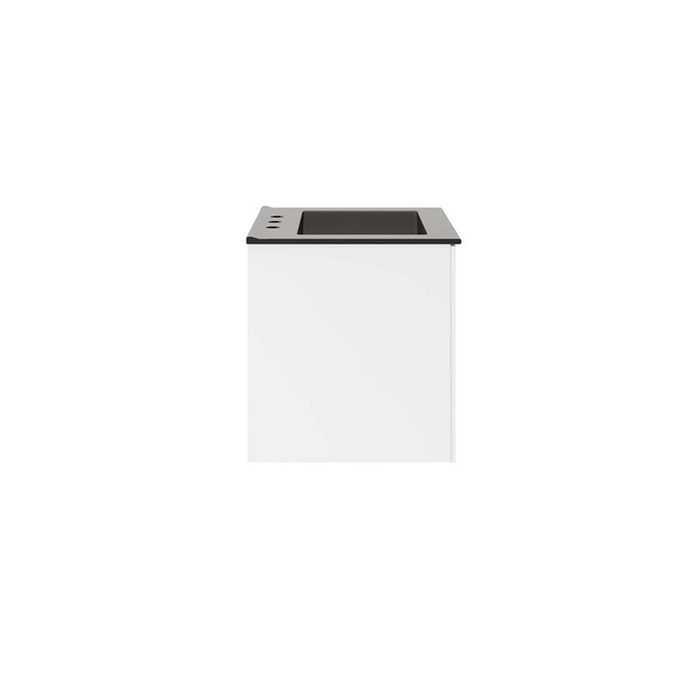 Pemberly Row 23″ Modern Wood/Ceramic Bathroom Vanity in White/Black