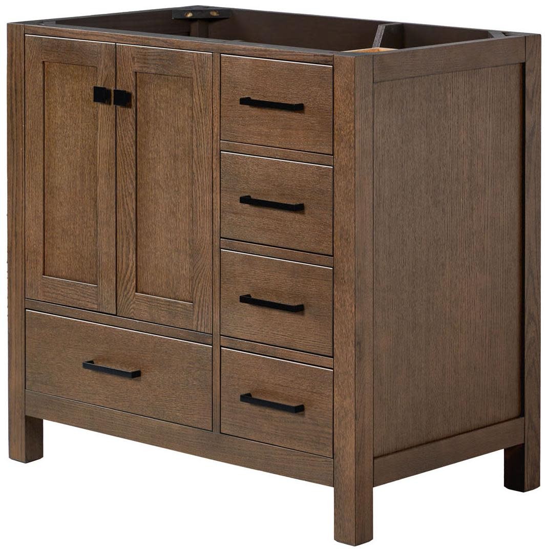 Ariel A036S-L-BC Cambridge 36″ Single – Brown Oak / Satin Brass Hardware