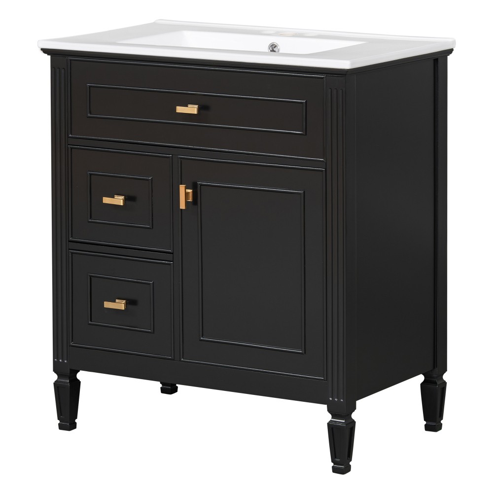 30″ Bathroom Vanity with Sink, Bathroom Vanity Cabinet with One Flip Drawer