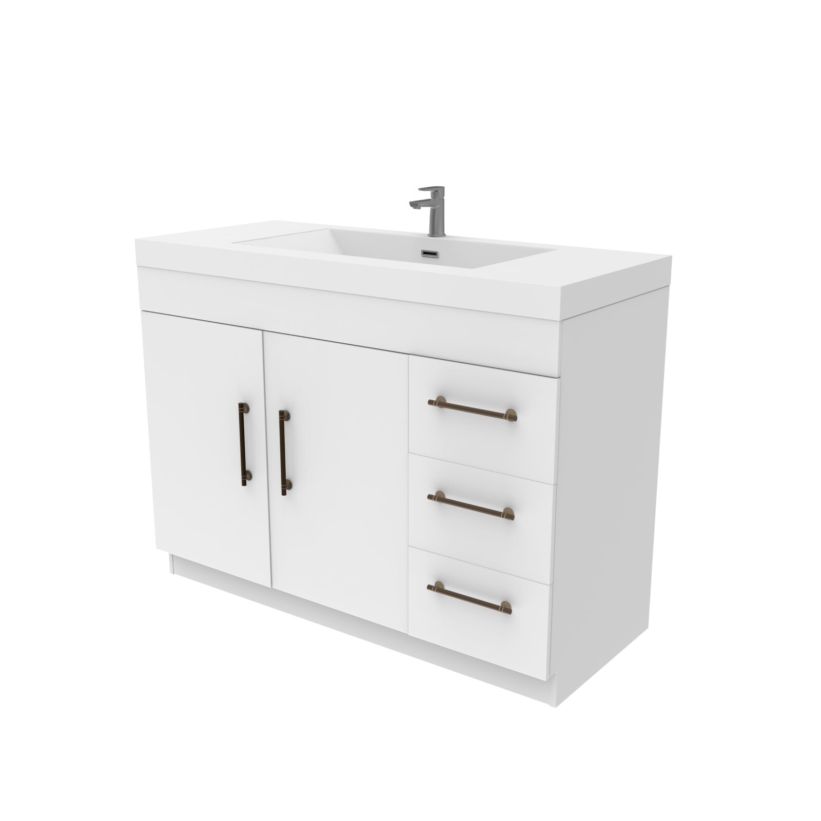 42″ Bathroom Vanity Cabinet with Acrylic Sink, Aluminum Alloy Frame, Drawers
