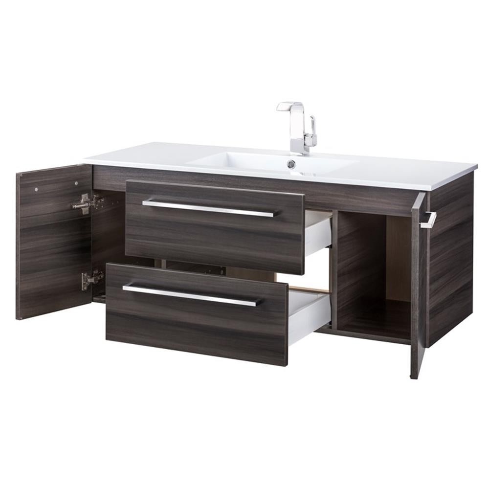 Cutler Kitchen and Bath Silhouette 48″ Wood/Marble Bathroom Vanity in Walnut