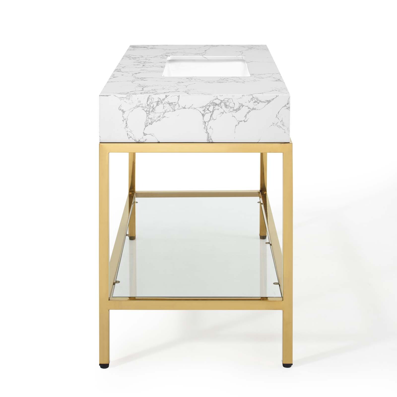 Modway Kingsley 50″ Gold Stainless Steel Bathroom Vanity in Gold White