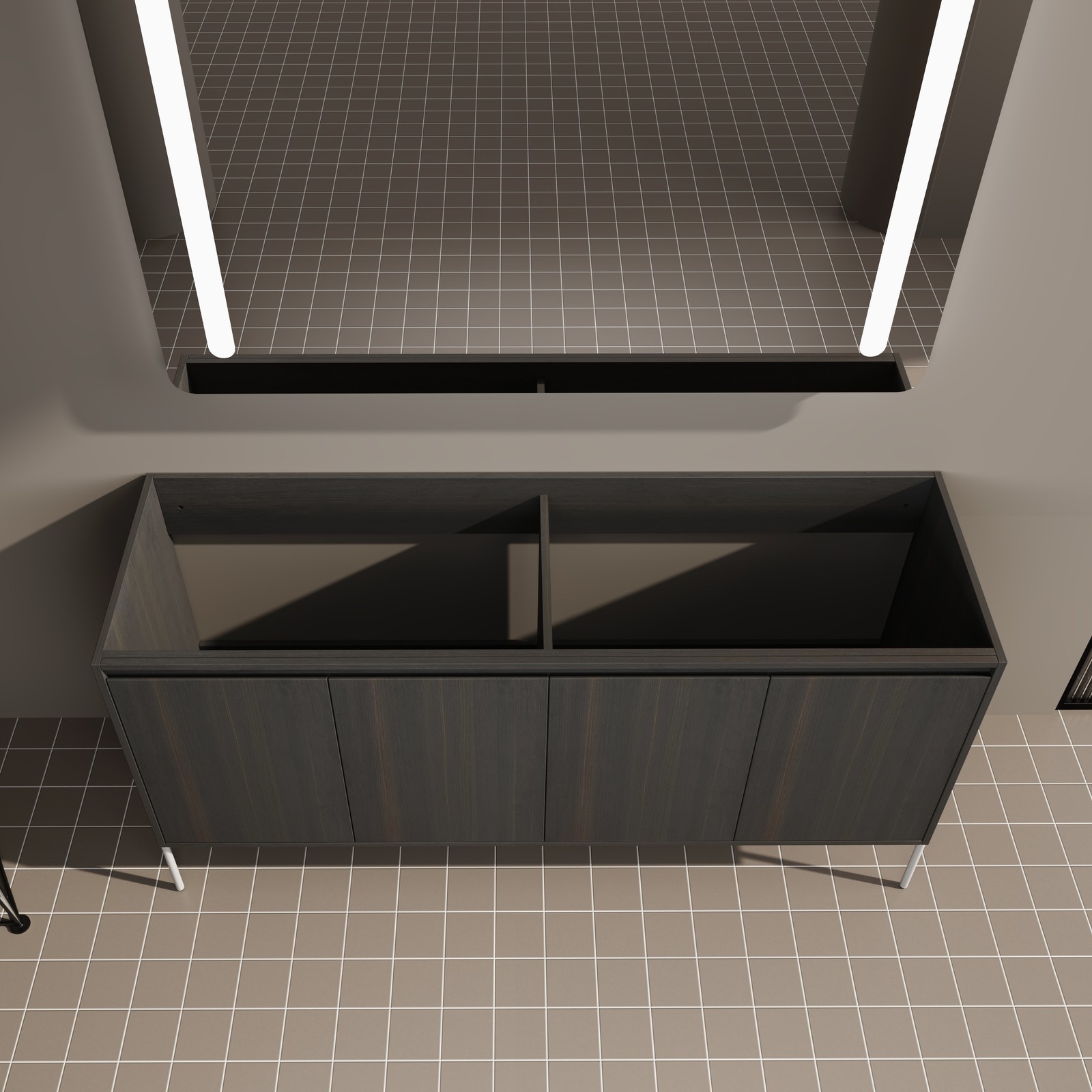 60 Inch Freestanding Bathroom Vanity Storage Cabinet Dark Oak Modern