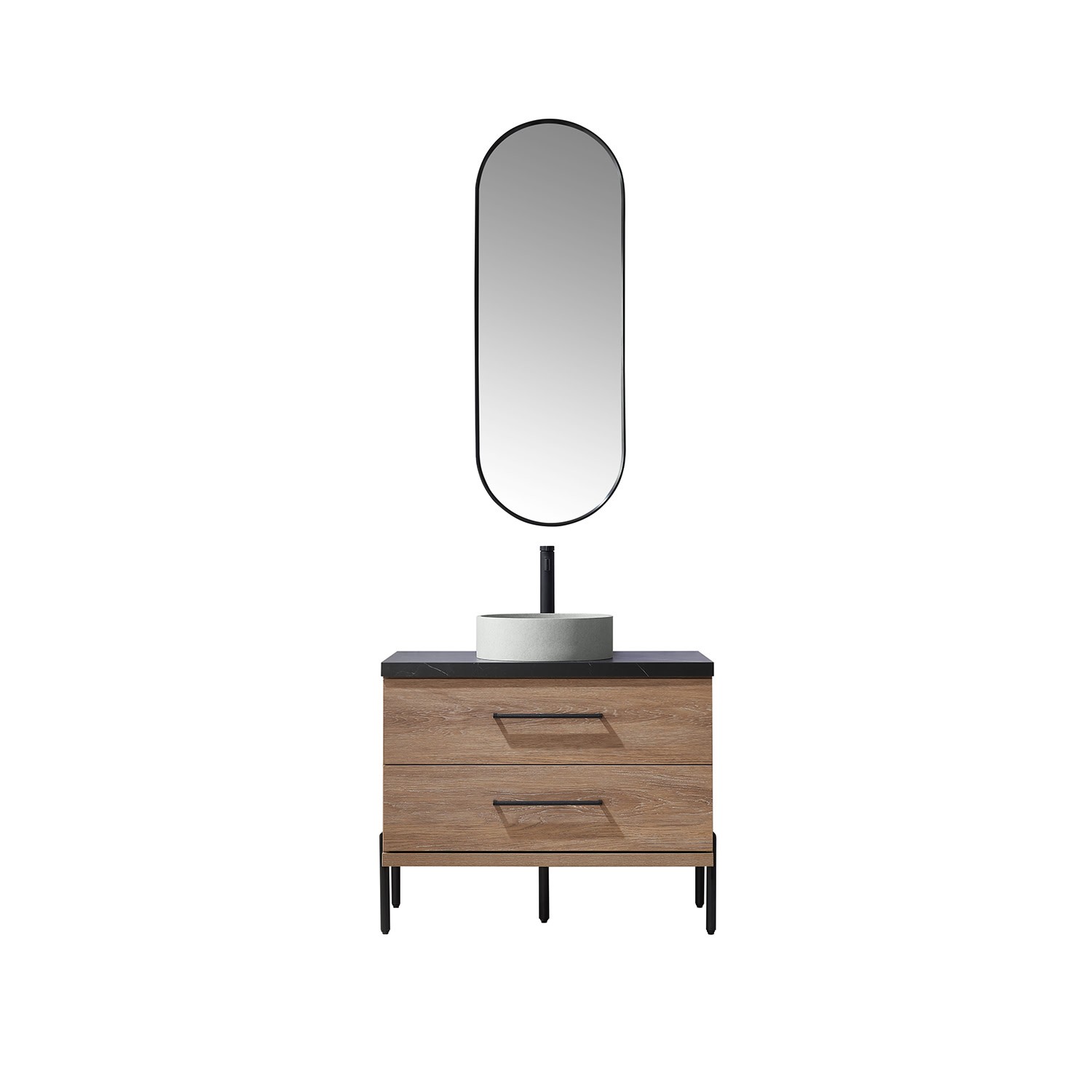 Miseno MV-705136C Trento 36″ – North American Oak / Black