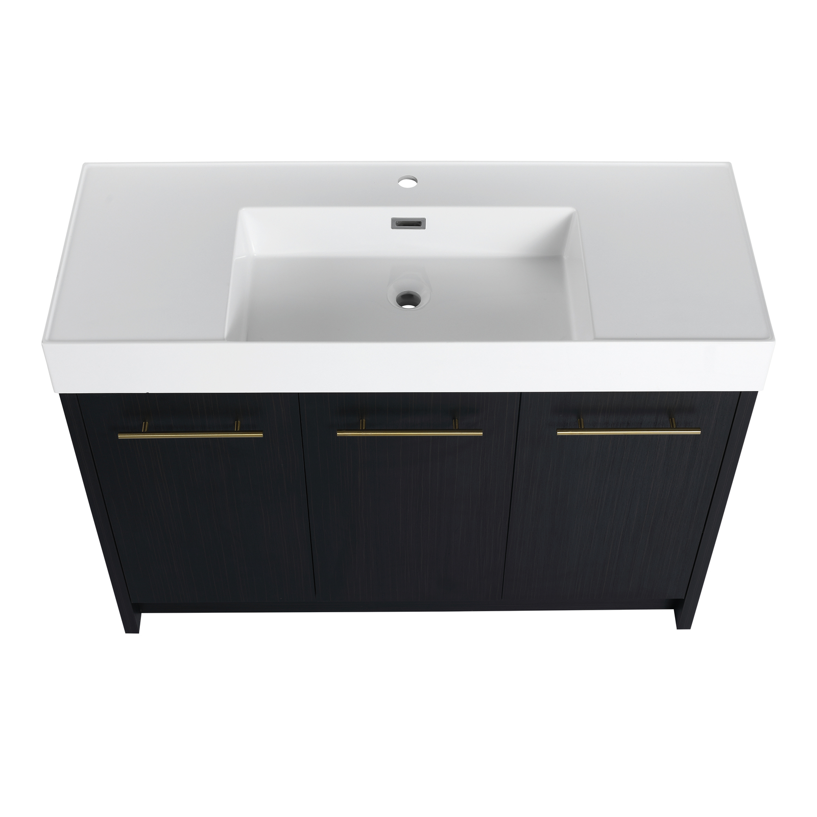 48 Inch Plywood Freestanding Bathroom Vanity with Resin Sink Door Cabinet Black