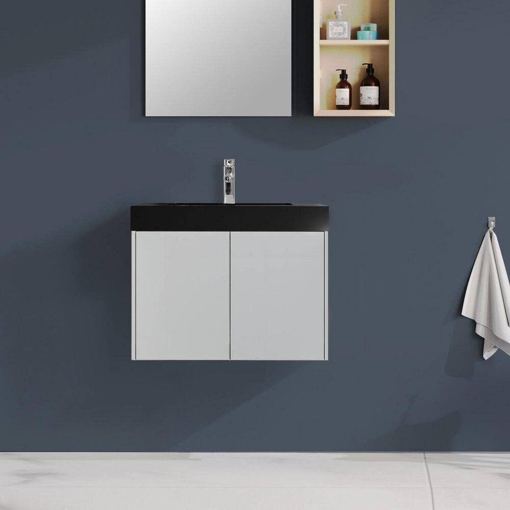 29.9 In. Drop-In Bathroom Sink in Matte Black Quartz Vanity Top